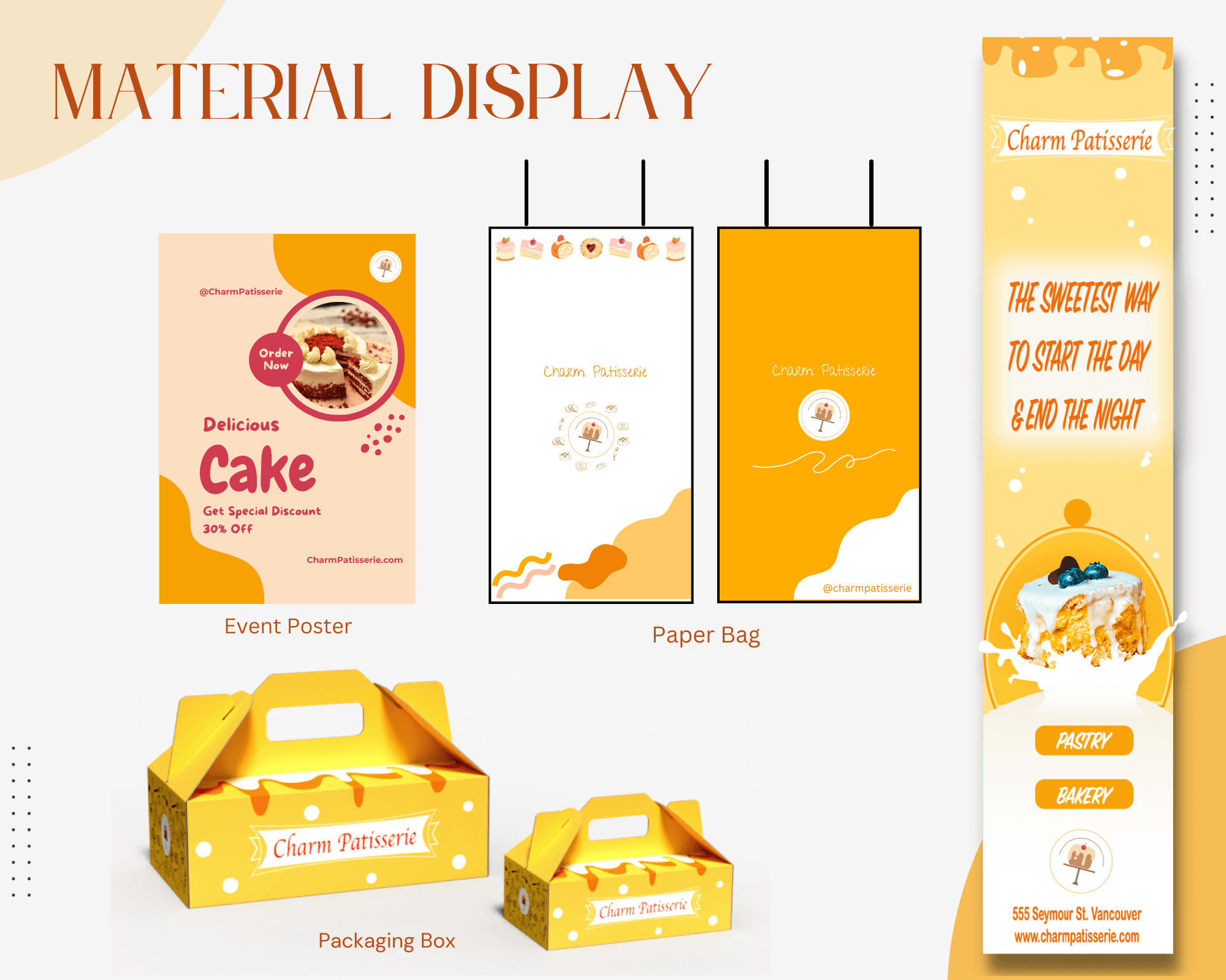 Charm Patisserie material designs